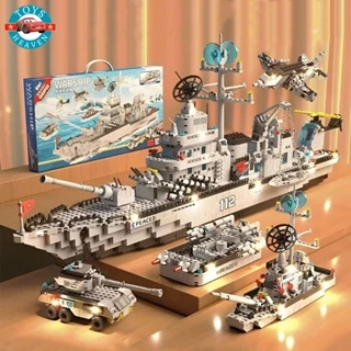 Đồ Chơi Lắp Ráp Xếp Hình Mô Hình Tàu Chiến Hạm Battleship / Máy Bay / Xe Tăng / Cảnh Sát Bảo Vệ Với 1560+ Mảnh Ghép