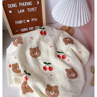 vải xô muslin cao cấp gấu brown chery đỏ