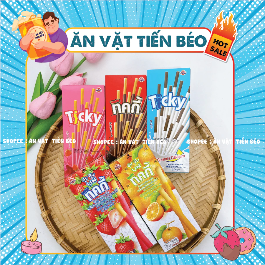 [COMBO 5 HỘP] Bánh Que Ticky Socola Sữa Thái Lan (hộp 20G/ 6que), Bánh Que Thái Lan Đủ Vị