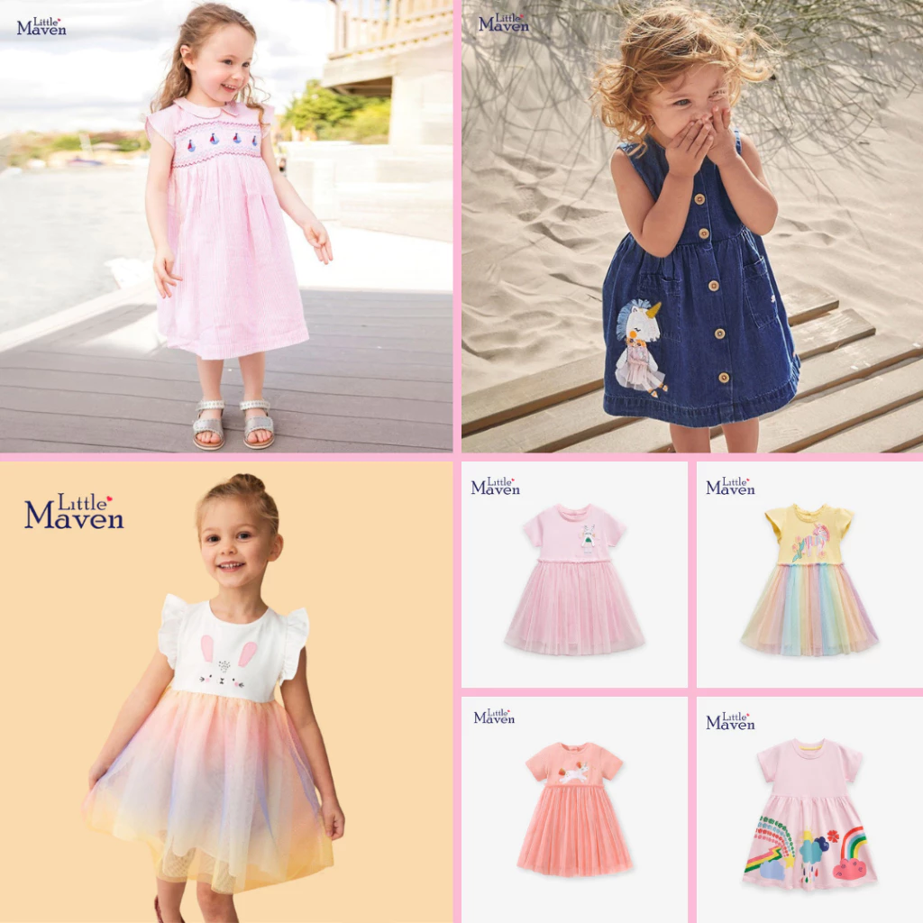 BST váy hè cotton Little Maven, Malwee thấm hút mềm mại cho bé gái 2-8 tuổi - TILANI Official Store