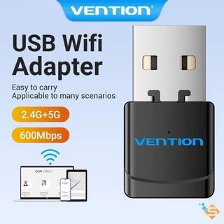 USB Wi-Fi Vention Băng Tần Kép 2.4GHz 5GHz Chuẩn AC / N 600Mbps Cho PC / Desktop / Laptop - Bảo Hành 12 Tháng