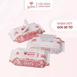 [ 1 Gói ] Khăn ướt 30 tờ Gumi không cồn không parabens cao cấp dành cho em bé