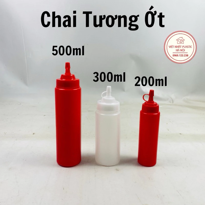 Lọ tương ớt, chai tương cà size 200ml, 300ml, 500ml, nhựa Việt Nhật cao cấp dùng cho quán ăn