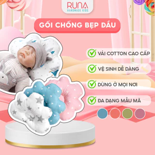 Gối chống bẹp đầu cho trẻ sơ sinh RUNA KIDS Cotton Hàn 100% cao cấp mềm mịn giúp bé ngủ ngon