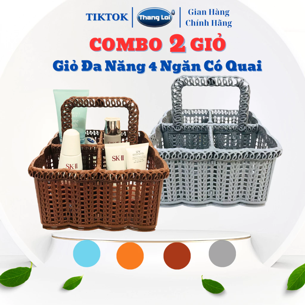 Combo 2 Giỏ nhựa đa năng đựng mỹ phẩm, nail, gia vị Nhựa Thắng Lợi