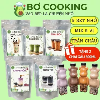 Freeship [COMBO 5] SET TRÀ SỮA TRÂN CHÂU MIX 5 VỊ TUỲ CHỌN + QUÀ TẶNG 2 CHAI GẤU - ĂN VẶT , ĐỒ ĂN Nước Trà