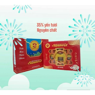 Hộp Quà 6 hủ cao cấp Sunnest đường phèn 35% yến tươi.[kèm túi]