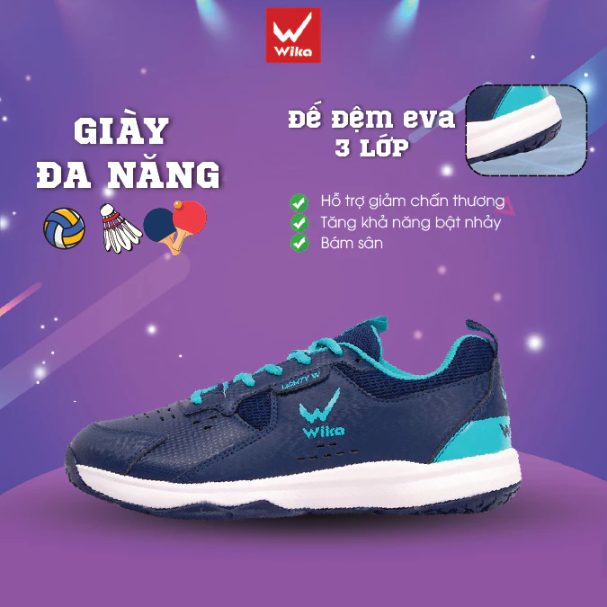 Giày Cầu Lông, Giày Bóng Chuyền Wika Maru Chính Hãng, Giày Thể Thao Đa Dụng,Đệm Eva Giảm Chấn