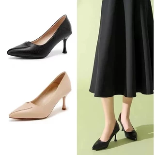 các mẫu giày cao gót nữ dusto thời trang công sở đẹp cao cấp giá rẻ chắc chắn da mềm êm chân màu đen cao 7p-CGDT057