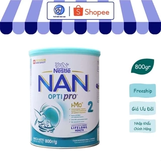 Sữa NAN Nga Optipro Nestle Số 2, Sữa bột công thức Hỗ trợ phát triển hệ tiêu hóa toàn diện, Cho Trẻ Từ 6 - 12 tháng 800g