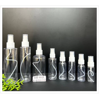 CHAI NHỰA XỊT PHUN SƯƠNG TRẮNG - Chai pet trong suốt xịt chiết mỹ phẩm 30ml 50ml 100ml 120ml 150ml 200ml 250ml 300ml