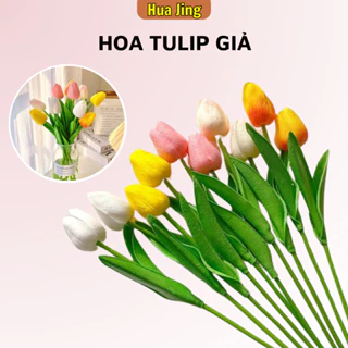 Bó hoa Tulip giả decor xinh xắn, hoa tulip 33cm trang trí phòng, studio, phụ kiện chụp ảnh, để bàn, nhiều màu - HuaJing