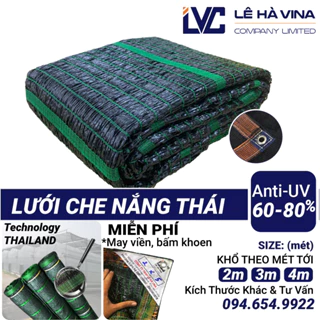 Lưới Thái Lan Cao Cấp Che Nắng Ban Công Ngoài Trời Chống UV 60% 70% 80% Màu Đen Bán Theo Mét Tới Khổ 2m- LÊ HÀ VINA