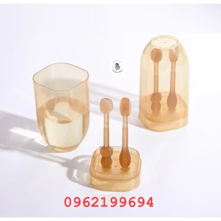 Set rơ lưỡi và bàn chải đánh răng silicon cho bé từ 0 - 18 tháng