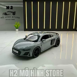 🔥Mô hình xe ô tô Audi R8 tỉ lệ 1:32 khung thép chắc chắn Màu Xi măng