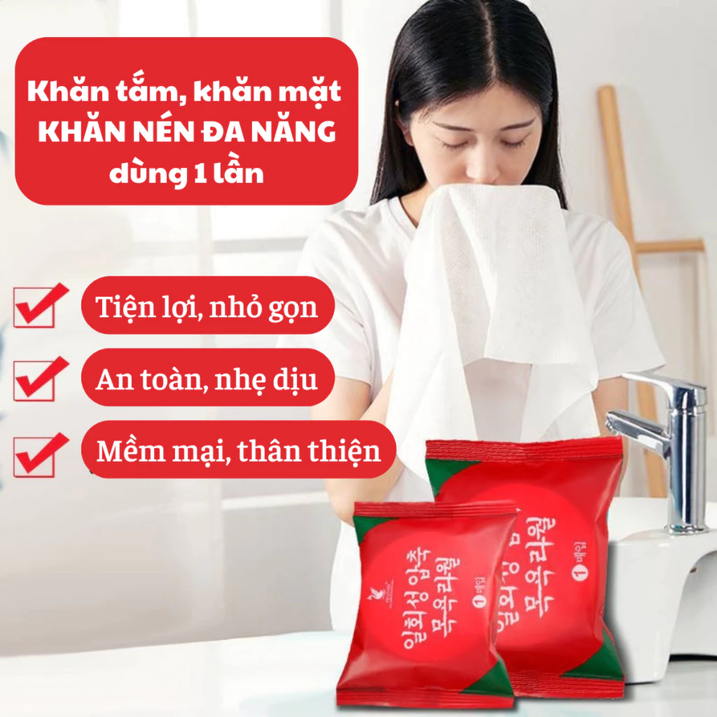 Combo Khăn tắm nén, Khăn mặt nén du lịch