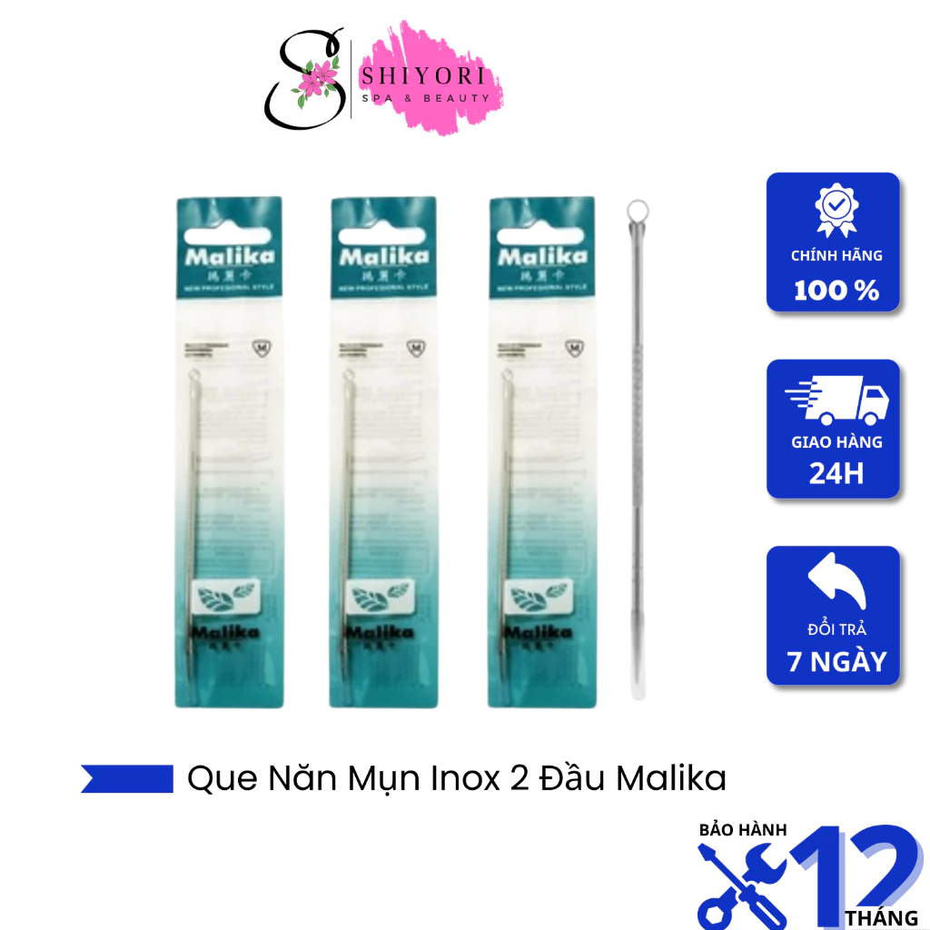 Que Nặn Mụn sắc bén Malika, Cây Nặn Mụn hàng chuẩn dùng cho Spa và TMV