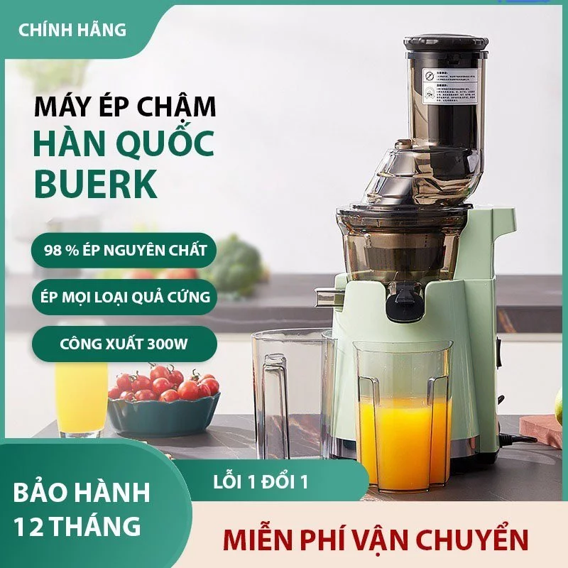 [HÀNG CAO CẤP] Máy ép chậm PVL trái cây Hàn Quốc BUERK, ép được tất cả các loại trái cây cứng - Bảo hành 12 tháng