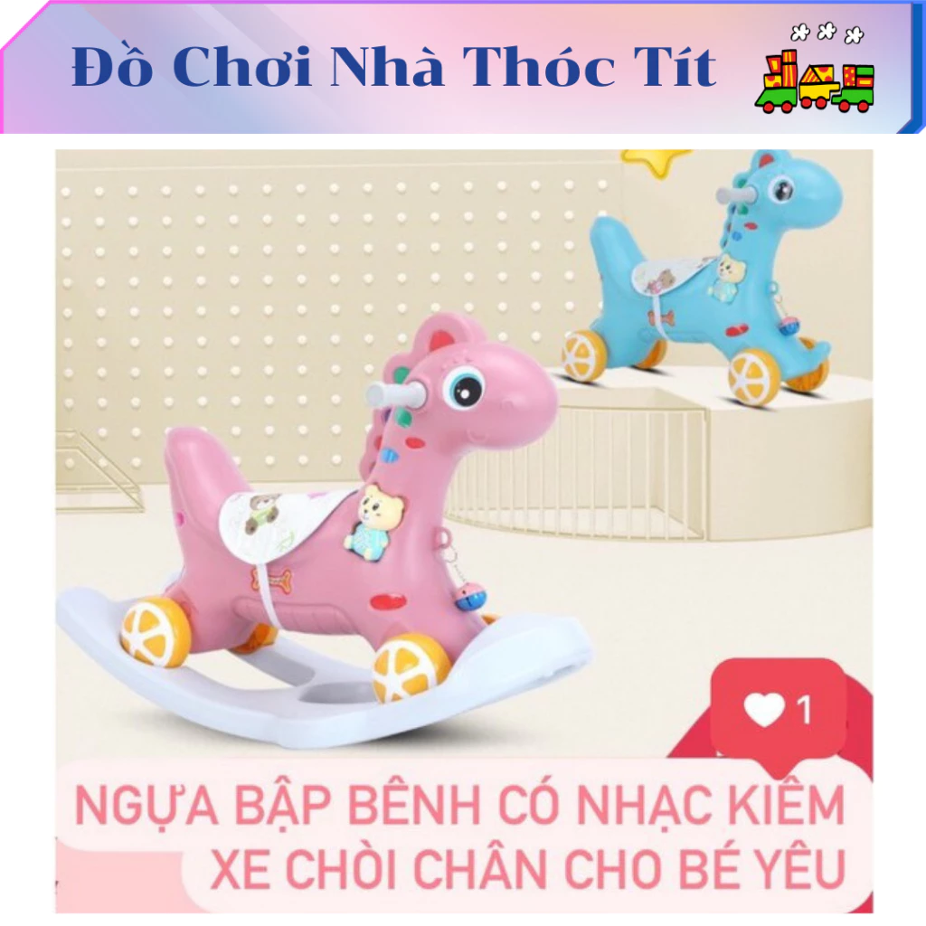 Ngựa bập bênh 2in1 kết hợp xe chòi chân cho bé - Thóc_Tít_Toys