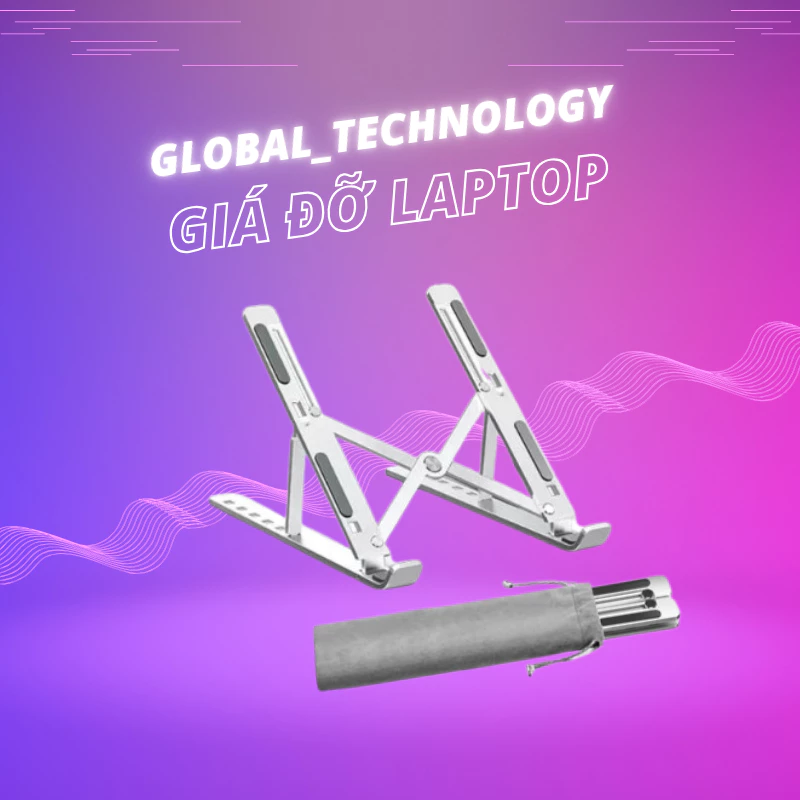 Giá đỡ laptop gấp gọn dùng cho nhiều máy từ 11-17 inch, có thể điều chỉnh nhiều mức độ, chất liệu hợp kim PRAMI007