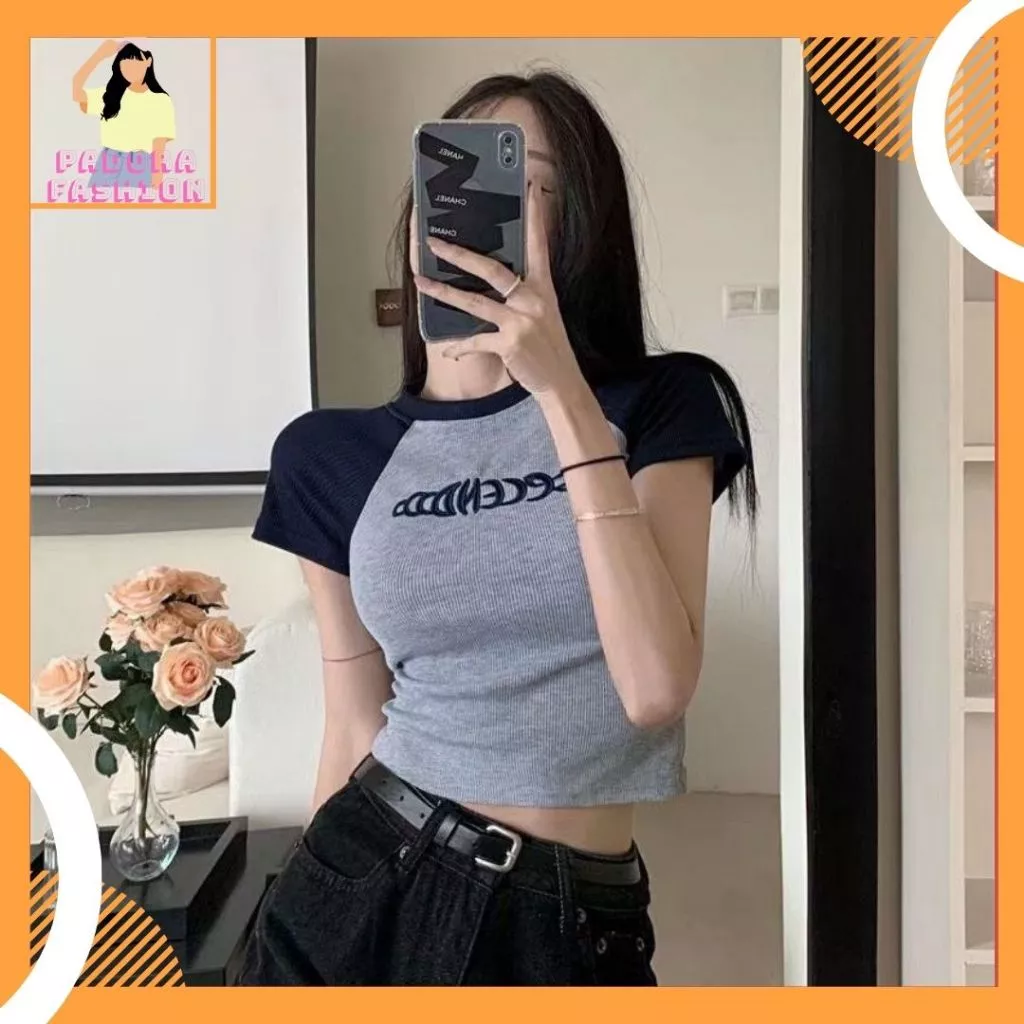 Áo thun nữ croptop cộc tay zaplang thêu chữ Anie A16