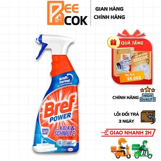 Chai xịt vệ sinh tẩy cặn canxi inox, vòi sen, vách kính Bref Power 750ml