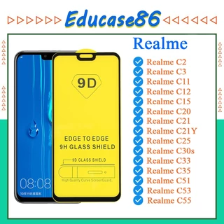 Kính cường lực 9D Realme C2/C3/C11/C12/C15/C20/C21/C21Y/C25/C30s/C33/C35/C51/C53/C55 Full màn (Tặng Kèm Giấy Lau 1/2)