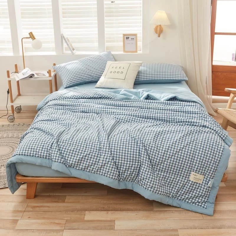 Bộ chăn chần ga gối cotton tici Cosset Bedding kẻ vintage drap đủ kích thước nệm