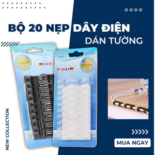 Bộ 20 nẹp dây điện dán tường - kẹp cố định dây điện dán tường siêu dính tiện lợi