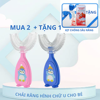 Bàn Chải Đánh Răng Trẻ Em Hình Chữ U Bằng Silicone, Bàn Chải Đánh Răng Xoay 360 Độ, Lông Mềm Mại Cho Bé Từ 2 - 12 Tuổi