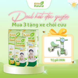 [TẶNG XE CHÒI CỪU] Mua combo 3 bịch tã bỉm Kitin Natural mỏng thoáng, chống hăm cho bé