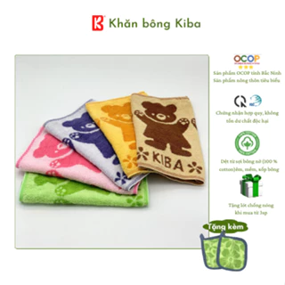 Khăn Mặt KIBA Cỡ Bé 28x48cm Họa Tiết Ba Chú Gấu Dễ Thương,  Chất Cotton Êm, Mềm, Dày Dặn Thấm Hút Tốt, An Toàn Cho Da