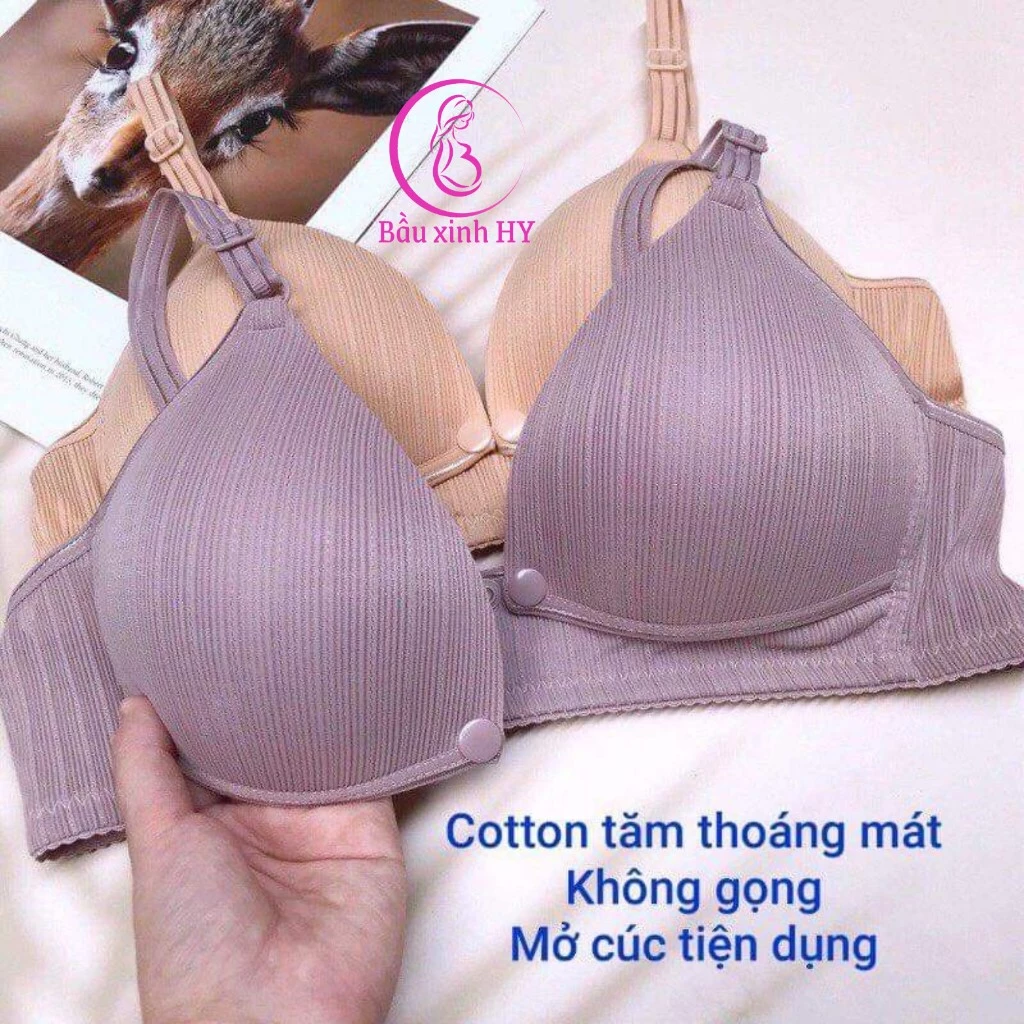 Áo lót bầu và sau sinh cho con bú chống chảy sệ, giúp nâng ngực chất cotton mềm mịn không gọng VV11