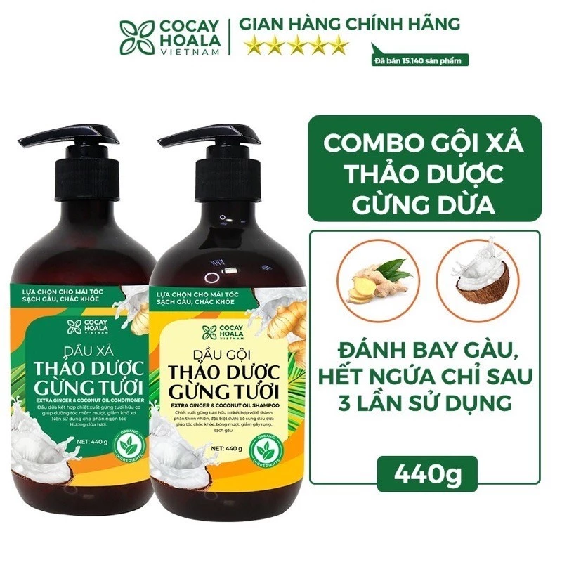 Dầu Gội Thảo Dược Gừng Dừa An Toàn Cho Mẹ Bầu - Combo Dầu Gội Gừng dừa hữu cơ giảm nấm ngứa, ngăn rụng tóc