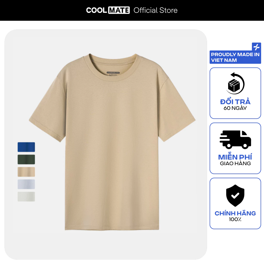 Áo thun nam T-Shirt Basic Cotton 100% 220gsm dày dặn mềm mại - Thương hiệu Coolmate
