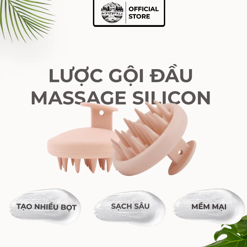 Lược gội đầu massage silicon, lược gội đầu matxa làm sạch sâu, mát xa kích thích mọc tóc - Waterfall