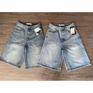 Quần short jeans ngố ống rộng lưng cao