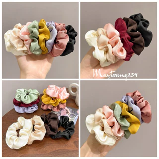 Cột tóc vải scrunchies buộc tóc vải trơn bóng loại đẹp hot trend