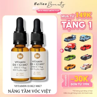 Vitamin D3 K2 MK7 Sunday Natural 200 EI Đức 20ml  Cho Trẻ Từ Sơ Sinh Đến 4 Tuổi, D3K2 Tăng Hấp Thụ Canxi tăng Chiều Cao