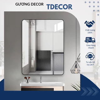 Gương decor hình chữ nhật treo tường nhà tắm TDECOR khung viền hợp kim nhôm chống rỉ cao cấp