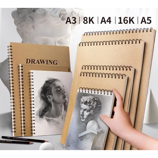 Sổ Vẽ Phác Thảo,Sketchbook, Ký Họa 60 Trang, Gáy Xoắn Bìa Cứng Trơn