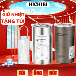 Ly giữ nhiệt iced americano inox 304 cao cấp không gỉ, tặng túi cốc uống nước giữ nhiệt có ống hút tiện lợi – HICHIHOUSE