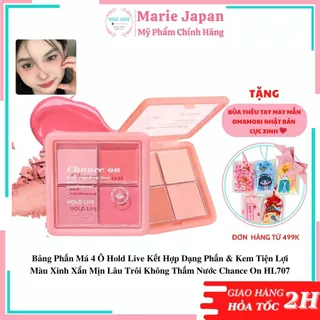 Bảng Phấn Má 4 ô Hold Live Dạng Phấn & Kem Tiện Lợi Màu Xinh Mịn Lâu Trôi Chống Nước HL707