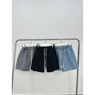 Quần short jean,quần đùi vải bò cao cấp lưng thun unisex nam nữ TOP STORE