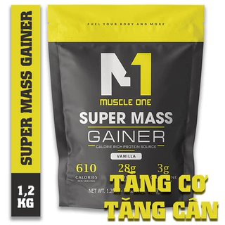 Sữa Tăng Cân Tăng Cơ Super Mass M1 - Muscle one - Túi 1.2kg - Tăng Cân Nạc - Chính Hãng (Free Ship)