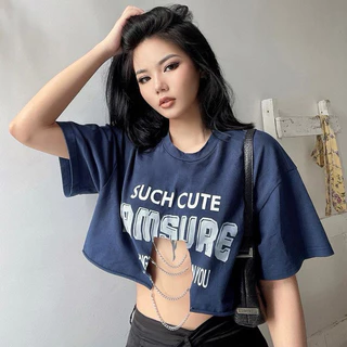 ÁO CROPTOP KIỂU PHỐI XÍCH NGẦU LÒI RA PHỐI XÍCH CRSUC UT