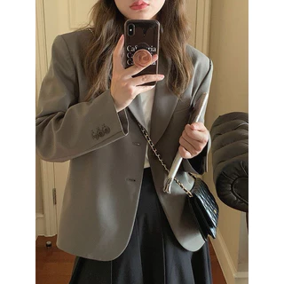 Áo blazer dáng ngắn 3 màu cơ bản quảng châu 2 lớp có đệm vai