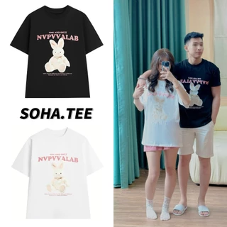 ÁO PHÔNG CẶP NAM NỮ, ÁO THUN NỮ, ÁO PHÔNG NỮ UNISEX OVERSIZE, ÁO THUN DỄ THƯƠNG IN HÌNH "THỎ BÔNG"-SOHA TEE