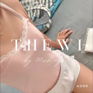 THEWI - Áo 2s viền ren đính nơ tone pastel ngọt ngào nữ tính A359