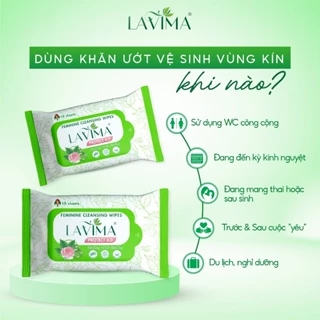 Khăn ướt vệ sinh vùng kín Lavima Protect 4.0 gói 10 miếng giúp vùng kín luôn sạch sẽ, khô thoáng - Baby Mom Health